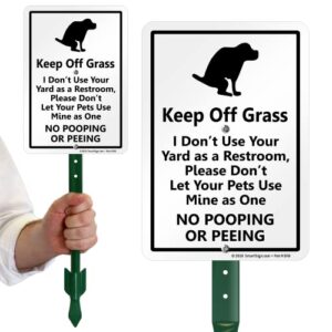 SmartSign "Keep Off Grass" Funny Dog Poop Sign for Lawn | 21” Tall Stake & Sign Kit