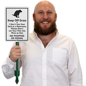 SmartSign "Keep Off Grass" Funny Dog Poop Sign for Lawn | 21” Tall Stake & Sign Kit