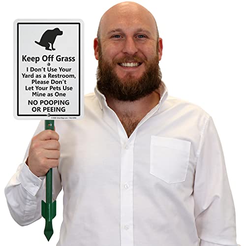 SmartSign "Keep Off Grass" Funny Dog Poop Sign for Lawn | 21” Tall Stake & Sign Kit