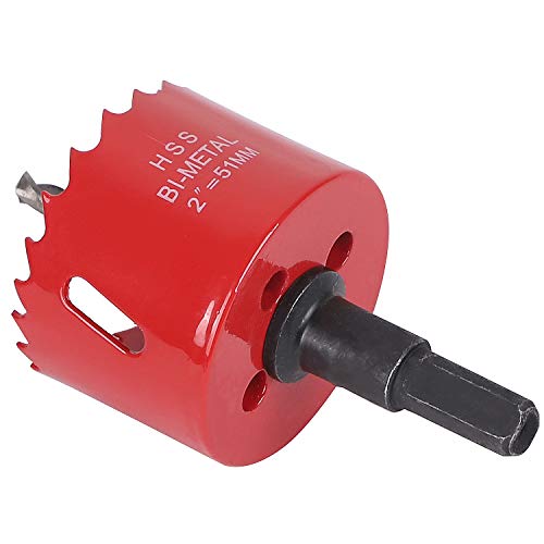 KINJOEK 2 Inch 51 MM Hole Saw Heavy Duty Steel Cornhole Boards Hole Saw Blade Corn Hole Drilling Tool Drill Bit Saw for Cornhole Game, Red