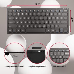 Macally 2.4G Small Wireless Keyboard - Ergonomic & Comfortable Computer Keyboard - Slim Compact Keyboard for Laptop or Windows PC, Tablet, TV, Travel - Plug & Play External Mini Keyboard Wireless USB