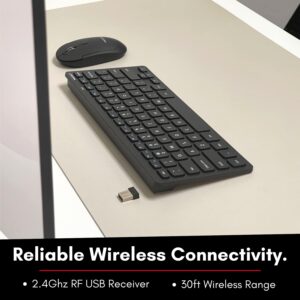 Macally 2.4G Small Wireless Keyboard - Ergonomic & Comfortable Computer Keyboard - Slim Compact Keyboard for Laptop or Windows PC, Tablet, TV, Travel - Plug & Play External Mini Keyboard Wireless USB