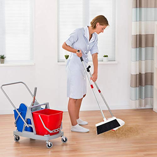 Broom and Dustpan Set - Strongest NO MORE TEARS 80% Heavier Duty - Upright Standing Dust Pan with Extendable Broomstick for Easy Sweeping - Easy Assembly Great Use for Home Kitchen Room Office Lobby