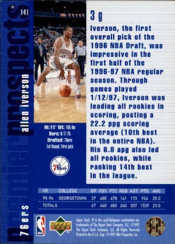 1996-97 SP #141 Allen Iverson RC Rookie NBA Basketball Trading Card