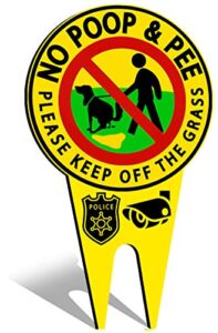 beslife - double sided sign - no pooping dog signs for yard - please keep off the grass sign - dont poop in my yard sign with stake - no pooping dog sign - dog signs for yard