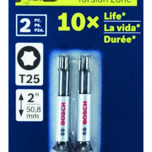 BOSCH ITT25202 2-Pack 2 In. Torx #25 Impact Tough Screwdriving Power Bits