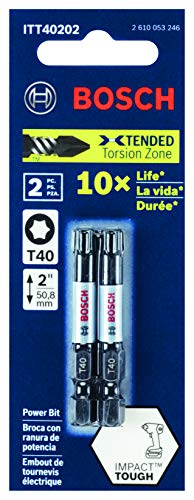 BOSCH ITT40202 2-Pack 2 In. Torx #40 Impact Tough Screwdriving Power Bits