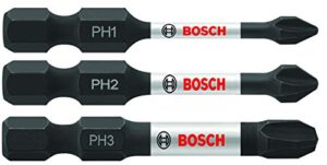 bosch itphv203 3-piece 2 in. phillips impact tough screwdriving power bits assorted set