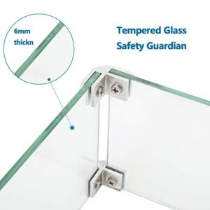 COSIEST Glass Wind Guard, Rectangle, Tempered Glass for Outdoor Fire Pit , 35.5x9x5.5 inches