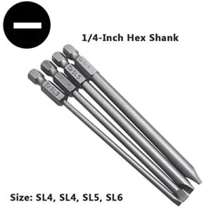 Yakamoz 16Pcs 4-in-1 Multi Long Magnetic Screwdriver Bit Set with 1/4" Hex Shank Drill Screw Driver Bits Power Tools Kit (Hex Head Allen Wrench, Torx Security, Cross Phillips & Flat Head Slotted Tip)