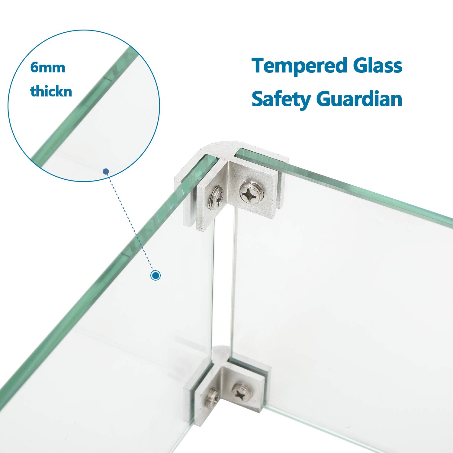 COSIEST Glass Wind Guard, Rectangle, Tempered Glass for Outdoor Fire Pit, 19.5x7.5x5.5 inches