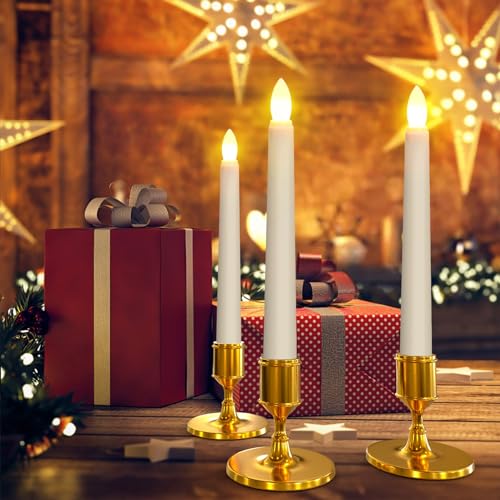 PChero Flameless Candles with Remote Timer, 7.9" Ivory Battery Operated LED Taper Dripless Floating Flickering Candles for Wedding Halloween Thanksgiving Christmas Themed Party Valentines Decorations