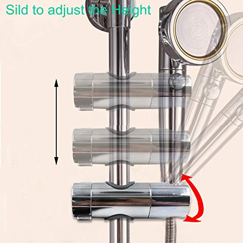 Universal Adjustable Shower Head Holder Slide Bar Bracket Replacement For Slide Bar (18-25MM O.D, Bathroom Slider Clamp,360 Degree Rotation,Sprayer Holder)