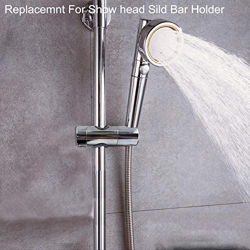 Universal Adjustable Shower Head Holder Slide Bar Bracket Replacement For Slide Bar (18-25MM O.D, Bathroom Slider Clamp,360 Degree Rotation,Sprayer Holder)