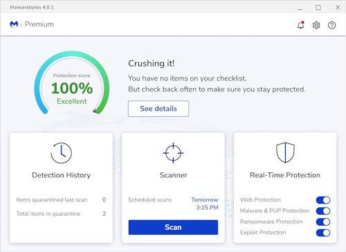 Malwarebytes Premium Software | 5 Device 1 Year (PC, Mac, Android) [software_key_card]