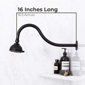 Shower Head Extension Arm by JS Jackson Supplies, 16 inch Assembled Length, High Arc Long Extender Pipe, Great for Rain Fall Showerhead, Oil Rubbed Bronze Finish