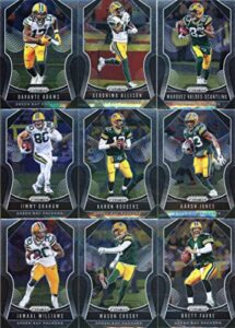 2019 panini prizm football green bay packers veteran team set of 9 cards: davante adams(#115), geronimo allison(#116), marquez valdes-scantling(#117), jimmy graham(#118), aaron rodgers(#119), aaron jones(#120), jamaal williams(#121), mason crosby(#122), b