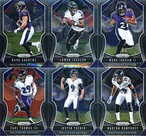 2019 Panini Prizm Football Baltimore Ravens Veteran Team Set of 10 Cards: Willie Snead IV(#68), Hayden Hurst(#69), Mark Andrews(#70), Lamar Jackson(#71), Mark Ingram II(#72), Earl Thomas III(#73), Justin Tucker(#74), Marlon Humphrey(#75), Ray Lewis(#273),