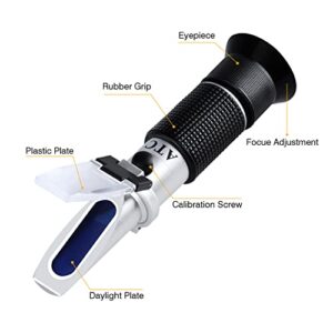 Antifreeze Refractometer 4-in-1 Coolant Tester Refractometer for Checking Freezing Point of Automobile Antifreeze Systems, Anti Freeze Tester Refractometer for Battery Acid, Ethylene Propylene Glycol