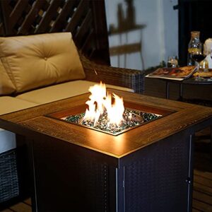 BALI OUTDOORS Gas Fit Propane Firepits Table, 30 Inch Gas Fire Pits Outdoors, Square Fire Table w/Fire Glass, 50,000 BTU