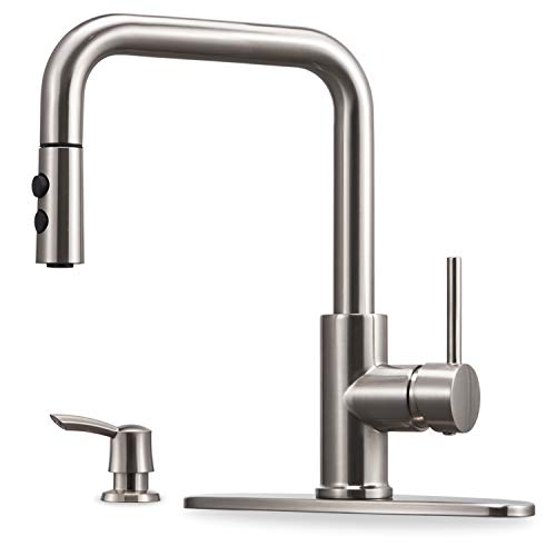 Kitchen Faucet with Pull Down Sprayer and Soap Dispenser Kitchen Sink Faucet with Soap Dispenser Single Lever Brushed Nickel Low Pull Out Faucets for Kitchen Sink with Soap Dispenser