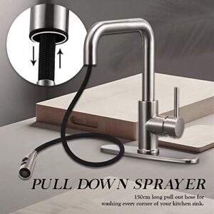 Kitchen Faucet with Pull Down Sprayer and Soap Dispenser Kitchen Sink Faucet with Soap Dispenser Single Lever Brushed Nickel Low Pull Out Faucets for Kitchen Sink with Soap Dispenser