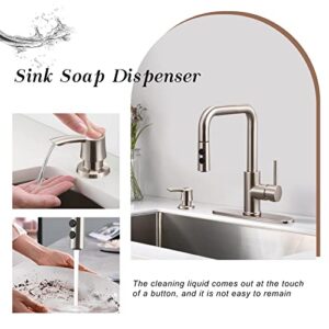 Kitchen Faucet with Pull Down Sprayer and Soap Dispenser Kitchen Sink Faucet with Soap Dispenser Single Lever Brushed Nickel Low Pull Out Faucets for Kitchen Sink with Soap Dispenser