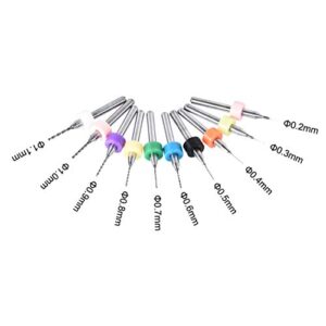 uxcell PCB Drill Bits 0.2mm-1.1mm Tungsten Carbide Rotary Tool Jewelry CNC Engraving Print Circuit Board Micro Drill Bits 1/8 Inch Shank 1 Set (10 Pcs)