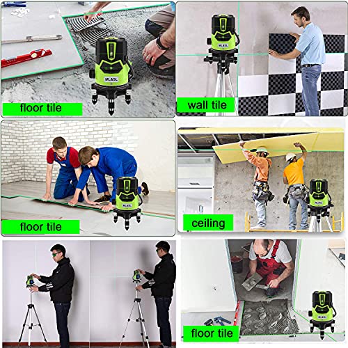 ML&SL Multi-Line Green Laser Level - Professional Automatic Self leveling Laser Horizontal&Vertical Cross line with Down Plumb Dot,360°Rotating Base,Rechargeable Battery for Indoor Outdoor