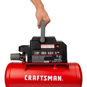 Craftsman Air Compressor, 2 Gallon Max 125 PSI Pressure 1/3 HP 0.5 CFM@90psi Portable Oil Free Maintenance Free, CMXECXA0200243