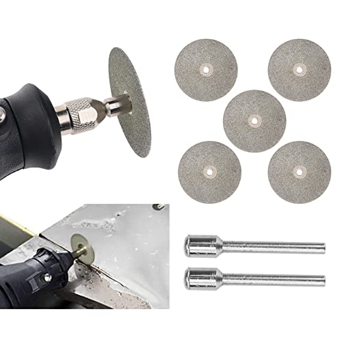 Cutting Wheels Cutting Discs 5X 35mm for Tungsten Electrode Sharpener Tig Welding Full Sand Diamond Wheels Compatible with Dremel Rotary Tools w/ 2X 35mm CNC Connecting Rods