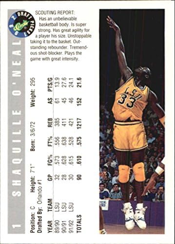 1992 Classic #1 Shaquille O'Neal RC Rookie NBA Basketball Trading Card