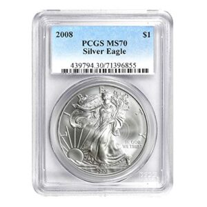 2008 american silver eagle ase $1 ms-70 pcgs