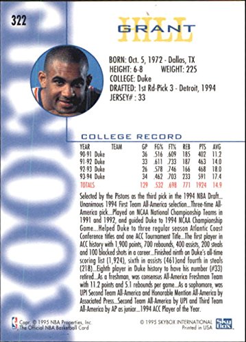 1994-95 Hoops #322 Grant Hill RC NBA Basketball Trading Card