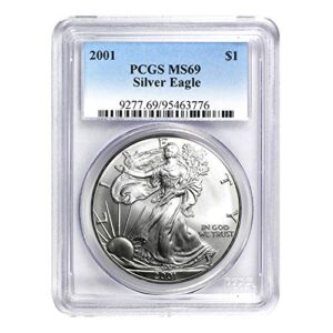 2001 american silver eagle ase $1 ms-69 pcgs