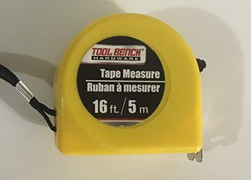 Self Lock Tape Measure - EASY TO READ 16 Foot BOTH SIDE DUAL RULER, Retractable, STURDY, Heavy Duty, Metric, Inches and Imperial Measurement, SHOCK ABSORBENT Solid Rubber Case (1 Package)