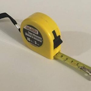 Self Lock Tape Measure - EASY TO READ 16 Foot BOTH SIDE DUAL RULER, Retractable, STURDY, Heavy Duty, Metric, Inches and Imperial Measurement, SHOCK ABSORBENT Solid Rubber Case (1 Package)