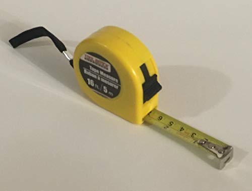 Self Lock Tape Measure - EASY TO READ 16 Foot BOTH SIDE DUAL RULER, Retractable, STURDY, Heavy Duty, Metric, Inches and Imperial Measurement, SHOCK ABSORBENT Solid Rubber Case (1 Package)