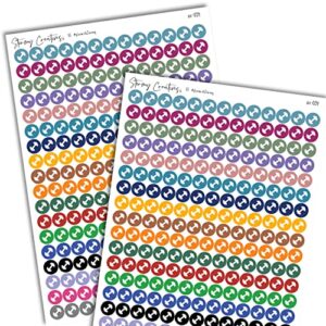 small gym, weight icon decorative planning stickers, 2 sheets, 468 total stickers, 0.3" diameter, multicolor, health & wellness planner