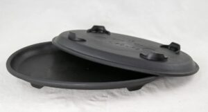 2 oval plastic humidity/drip tray for bonsai tree and house indoor plants 9.5"x 6.5"x 1" - black