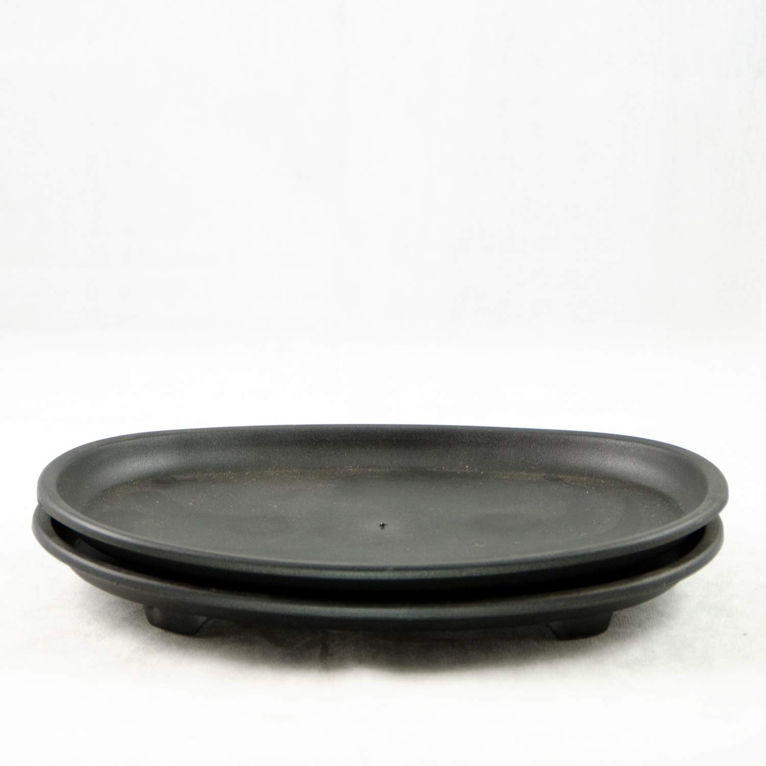 2 Oval Plastic Humidity/Drip Tray for Bonsai Tree and House Indoor Plants 9.5"x 6.5"x 1" - Black