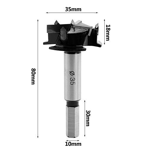 Hinge Jig Drill Kitchen Cupboard/Hinge Cup Drilling Hole Saw Cutter - Hinge Boring Forstner Drill Bit 35mm Diameter, 10mm Shank (Three feet 35MM)