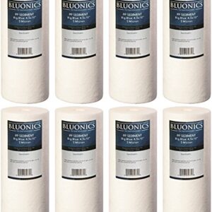 Bluonics 4.5"x10" Sediment Water Filters 8 Pack of (5 Micron) Standard Size Whole House Cartridges for Removing Rust, Iron, Sand, Dirt, Sediment and Undissolved Particles