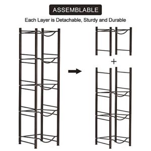 Water Cooler Jug Rack 5-Tier Water Bottle Storage Rack 5 Gallon Jugs Water Detachable Heavy Duty Water Bottle Holder Shelf Save Spacer Easy to Assemble for Home Office Organization Copper Bronze