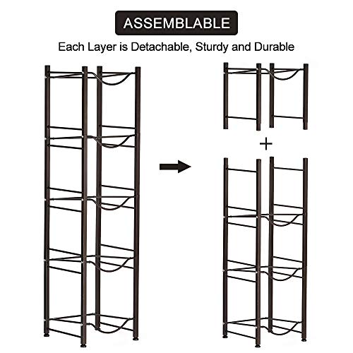 Water Cooler Jug Rack 5-Tier Water Bottle Storage Rack 5 Gallon Jugs Water Detachable Heavy Duty Water Bottle Holder Shelf Save Spacer Easy to Assemble for Home Office Organization Copper Bronze