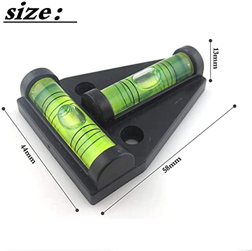 XMLEI Multi-purpose T type black bidirectional triangle horizontal bubble, with base mounting hole level bubble, can be used for woodworking, machinery, instrument, tripod and other equipment.（5pack）