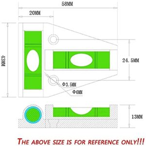 XMLEI Multi-purpose T type black bidirectional triangle horizontal bubble, with base mounting hole level bubble, can be used for woodworking, machinery, instrument, tripod and other equipment.（5pack）