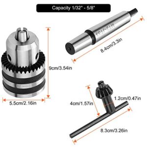 HNBun 1/32" - 5/8" MT2 Drill Chuck for Lathe, Heavy Duty Drill Press Chuck Adapter Converter with Quick Change MT2 Shank with Chuck Key