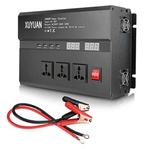 12v 24v to 220v solar inverter high power, solar power inverter sine wave inverter built in cooling fan, ac outlets usb charging ports ideal 24v to 220v,10000w