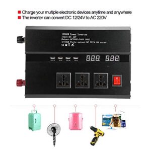 12V 24V to 220V Solar Inverter High Power, Solar Power Inverter Sine Wave Inverter Built in Cooling Fan, AC Outlets USB Charging Ports Ideal 24V to 220V,10000W